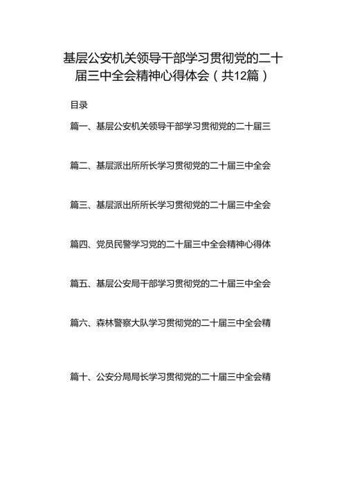 基层公安机关领导干部学习贯彻党的二十三中全会精神心得体会（共12篇）.docx