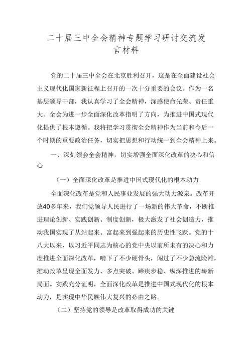 党的二十三中全会精神专题学习研讨交流发言材料 五篇.docx