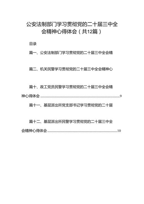 公安法制部门学习贯彻党的二十三中全会精神心得体会12篇（详细版）.docx