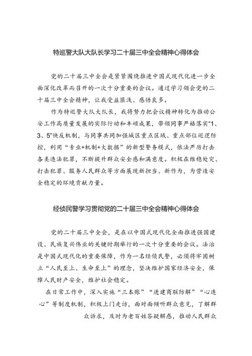 特巡警大队大队长学习二十三中全会精神心得体会8篇（精选版）.docx