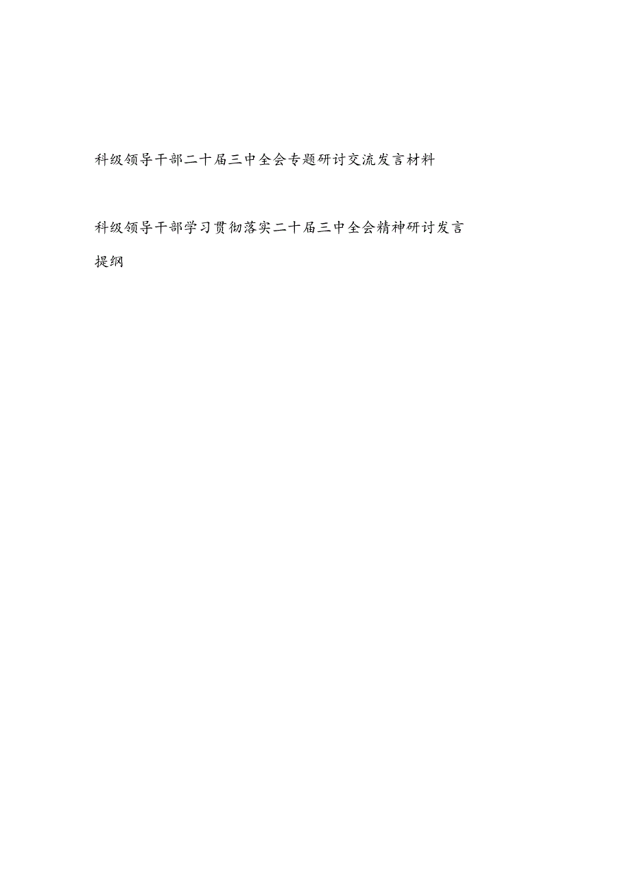 科级领导干部学习贯彻落实二十三中全会精神研讨发言提纲材料2篇.docx_第1页