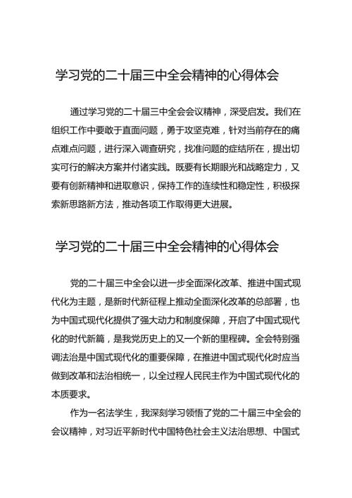 学习贯彻党的二十三中全会精神心得体会简短发言材料三十六篇.docx