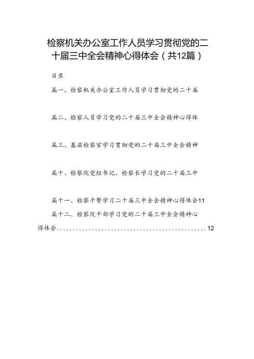 检察机关办公室工作人员学习贯彻党的二十三中全会精神心得体会12篇（精选）.docx