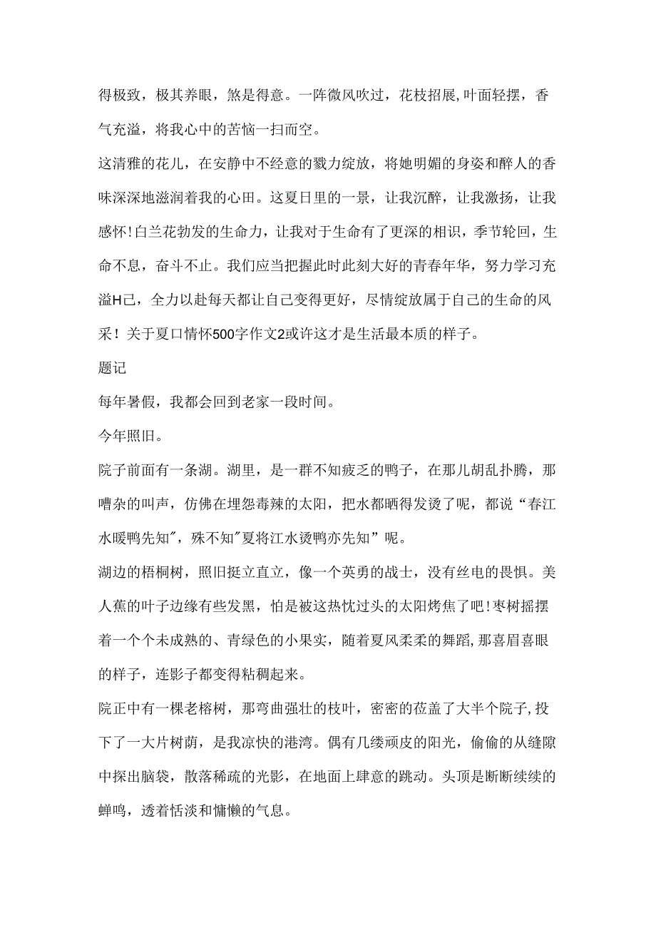 关于夏日情怀500字作文合集.docx_第2页