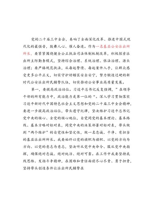公安派出所长学习二十三中全会精神感悟心得体会研讨发言3篇.docx