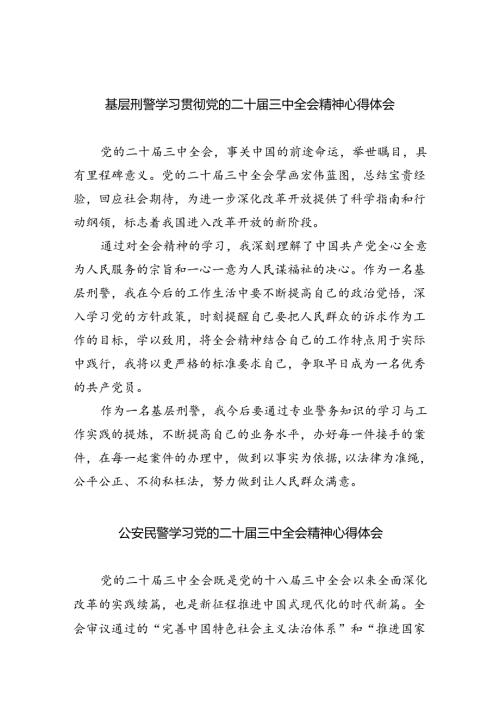 基层刑警学习贯彻党的二十三中全会精神心得体会（共8篇）.docx