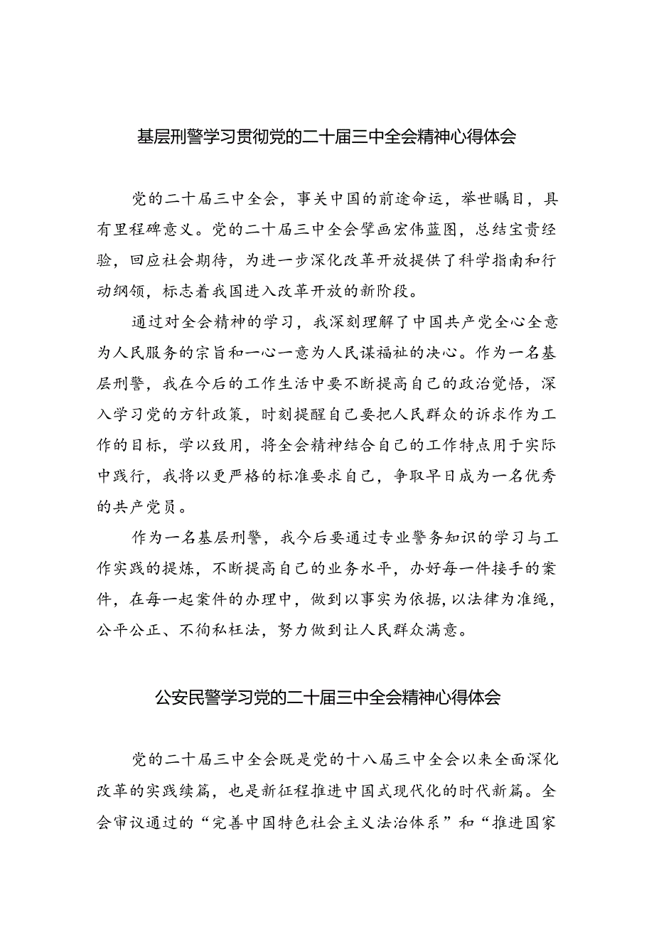 基层刑警学习贯彻党的二十三中全会精神心得体会（共8篇）.docx_第1页