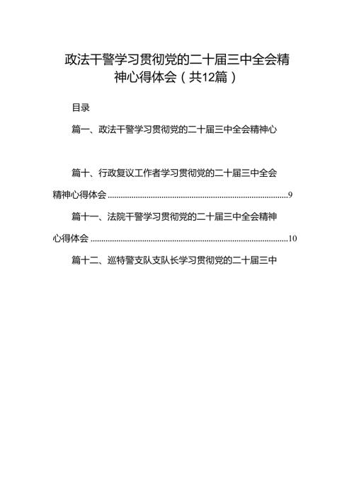 政法干警学习贯彻党的二十三中全会精神心得体会12篇专题资料.docx