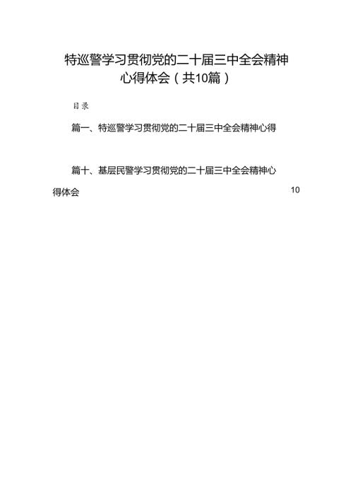 特巡警学习贯彻党的二十三中全会精神心得体会10篇（详细版）.docx