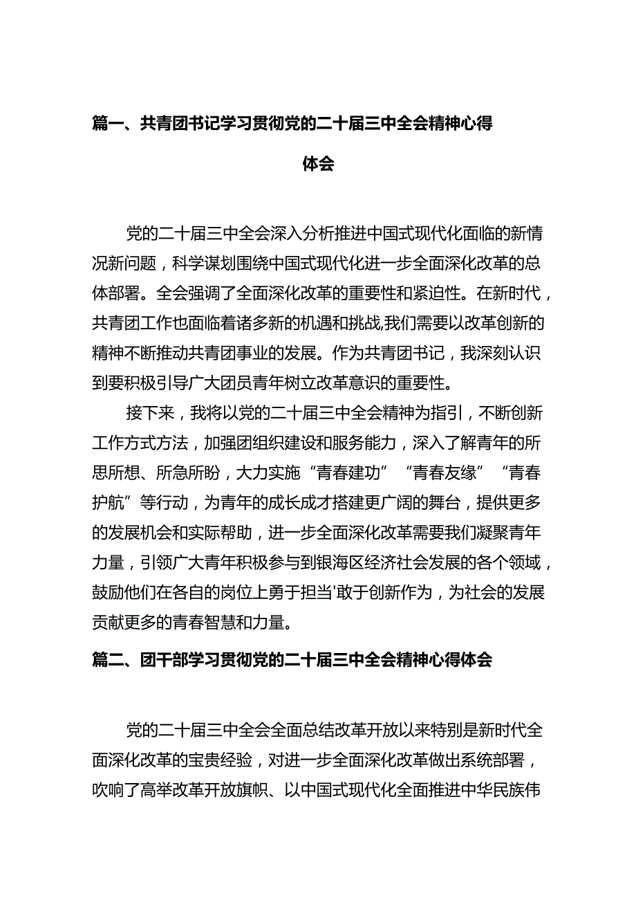 共青团书记学习贯彻党的二十三中全会精神心得体会（共10篇）.docx_第2页