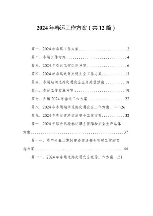 2024年运工作方案【12篇精选】供参考.docx