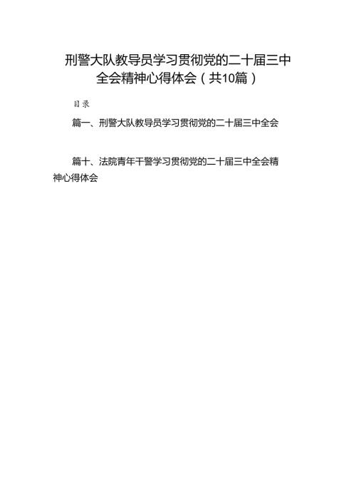刑警大队教导员学习贯彻党的二十三中全会精神心得体会（共10篇）.docx