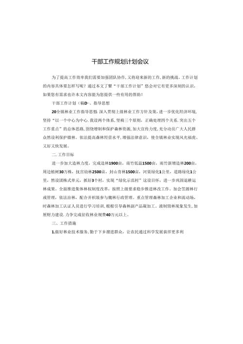 干部工作规划计划会议.docx