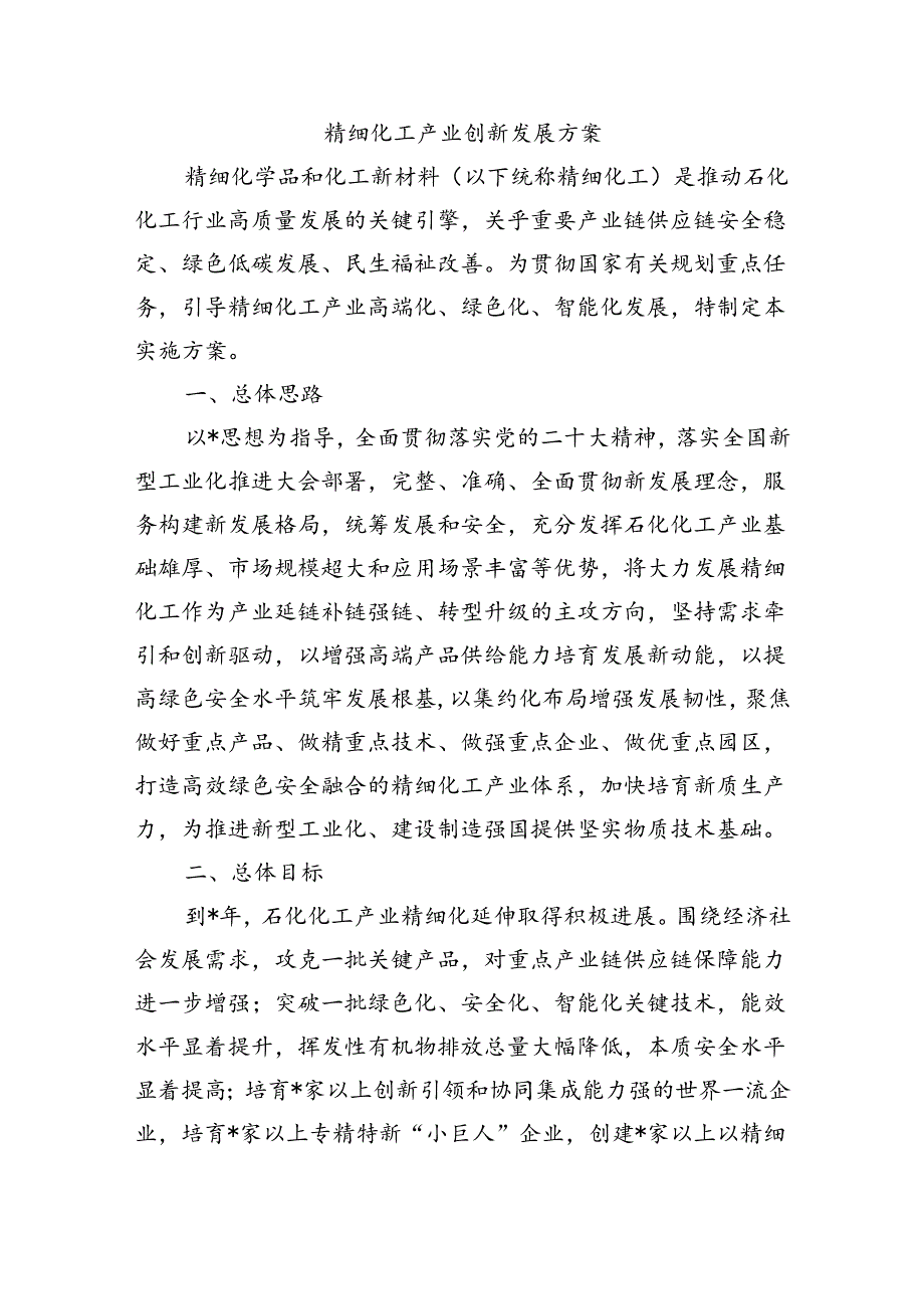 精细化工产业创新发展方案.docx_第1页