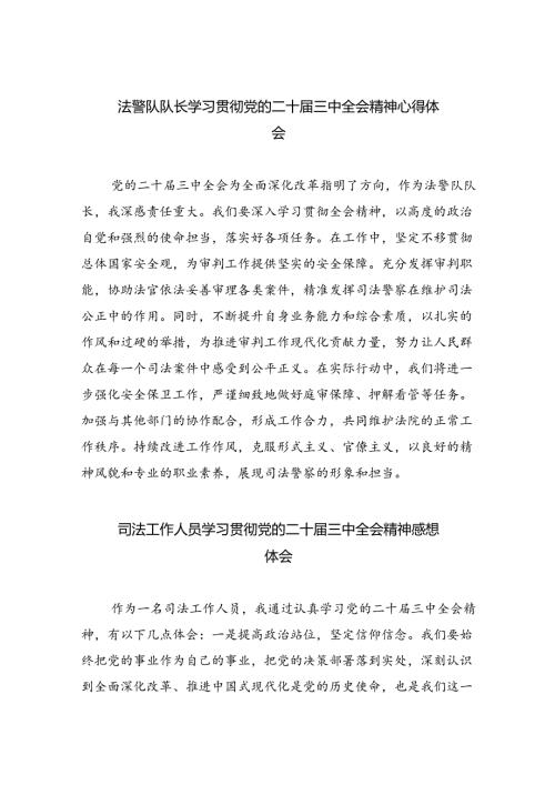 法警队队长学习贯彻党的二十三中全会精神心得体会8篇（精选版）.docx