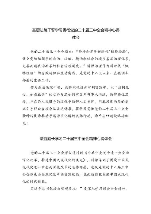 基层法院干警学习贯彻党的二十三中全会精神心得体会【8篇】(1).docx