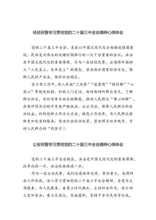 经侦民警学习贯彻党的二十三中全会精神心得体会精选版八篇合辑.docx
