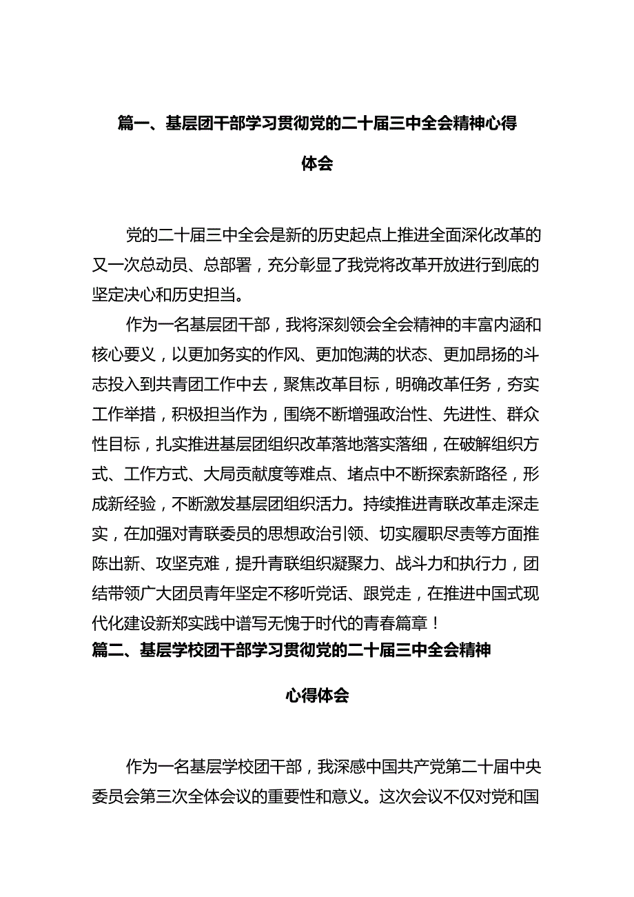基层团干部学习贯彻党的二十三中全会精神心得体会（共10篇）.docx_第2页