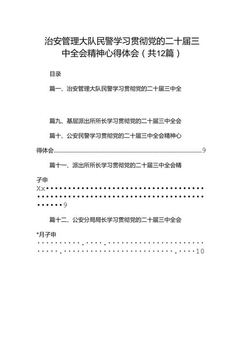 治安管理大队民警学习贯彻党的二十三中全会精神心得体会12篇（精选）.docx