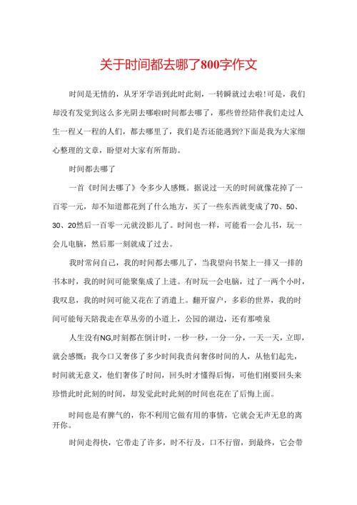 关于时间都去哪了800字作文.docx