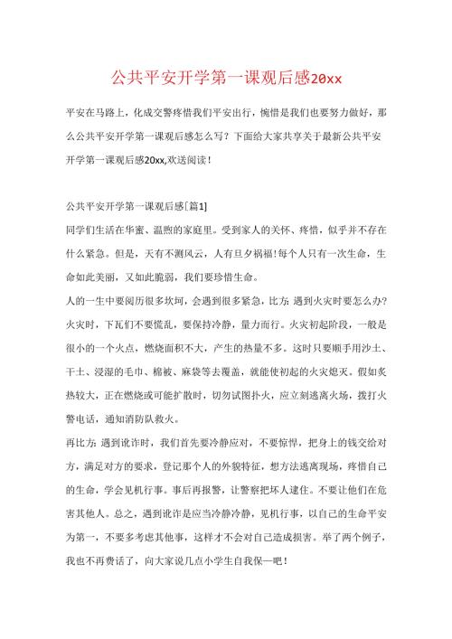 公共安全开学第一课观后感20xx.docx