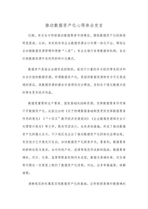 推动数据资产化心得体会发言.docx