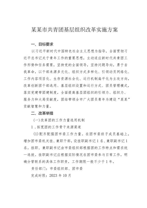 某某市共青团基层组织改革实施方案.docx