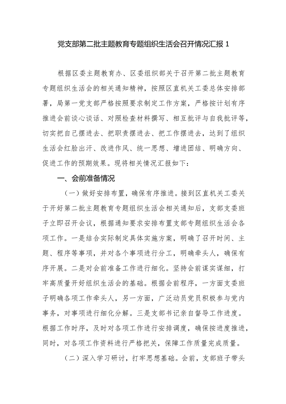 党支部20232024第二批专题组织生活会召开情况工作总结汇报3篇.docx_第2页