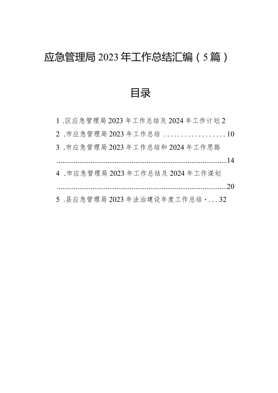 应急管理局2023年工作总结汇编（5篇）.docx_第1页