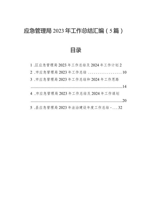 应急管理局2023年工作总结汇编（5篇）.docx