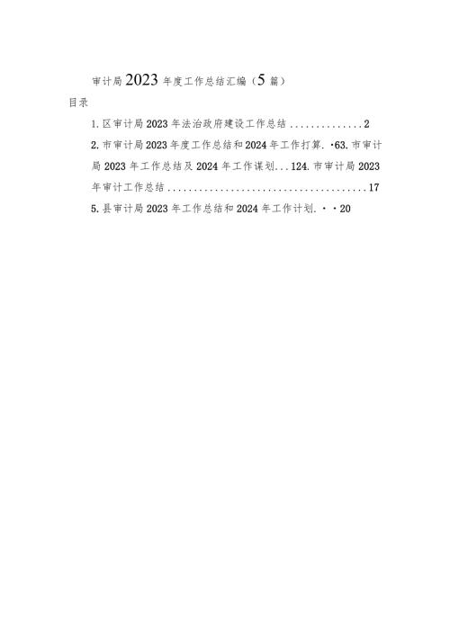 审计局2023工作总结汇编（5篇）.docx