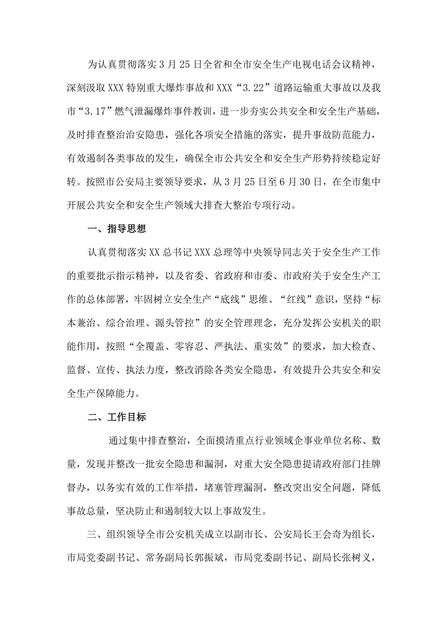 公共安全和安全生产领域大排查大整治专项行动方案.docx_第1页