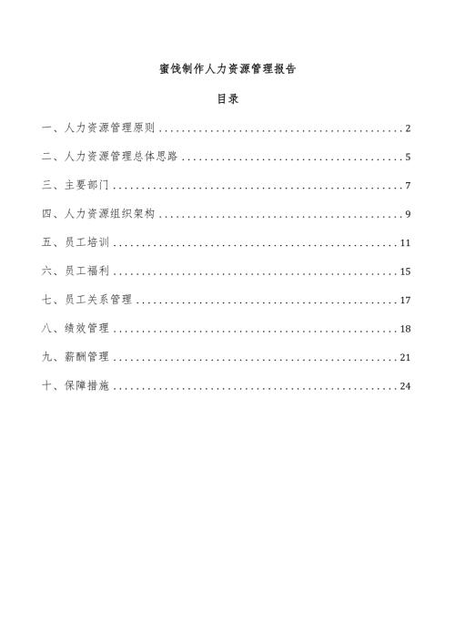 蜜饯制作人力资源管理报告.docx