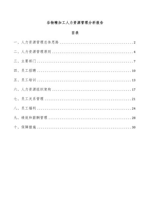 谷物精加工人力资源管理分析报告.docx