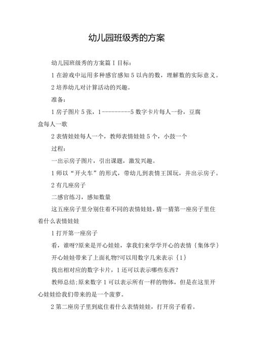 幼儿园班级秀的方案.docx