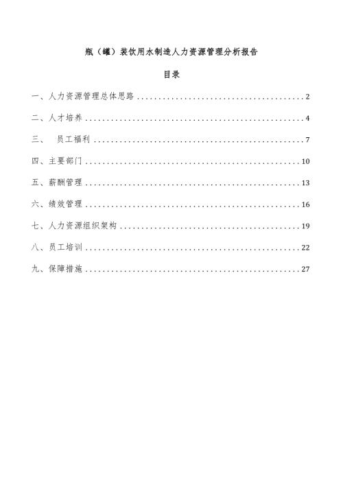 瓶（罐）装饮用水制造人力资源管理分析报告.docx
