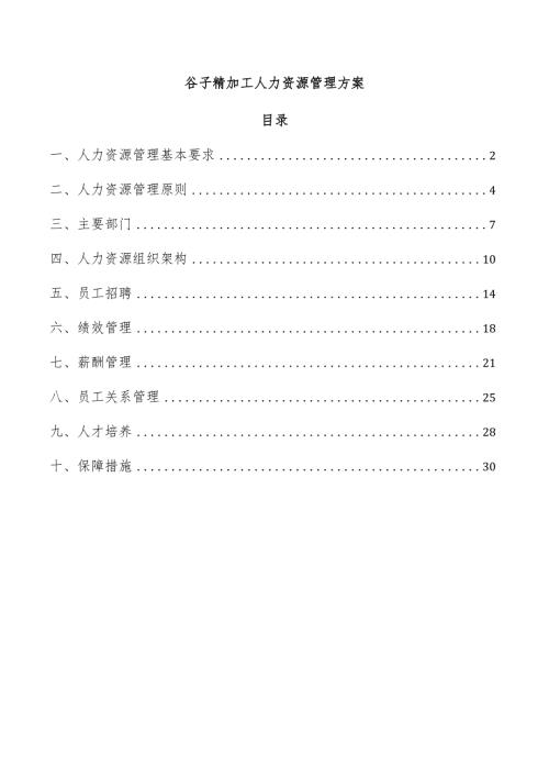 谷子精加工人力资源管理方案.docx
