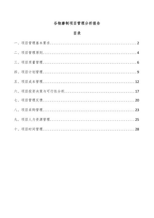谷物磨制项目管理分析报告.docx