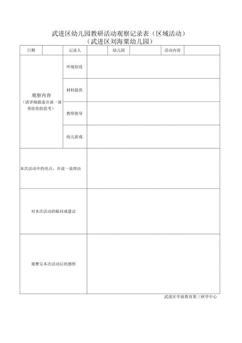 武进区幼儿园教研活动观察记录表区域活动武进区刘海粟幼儿园.docx