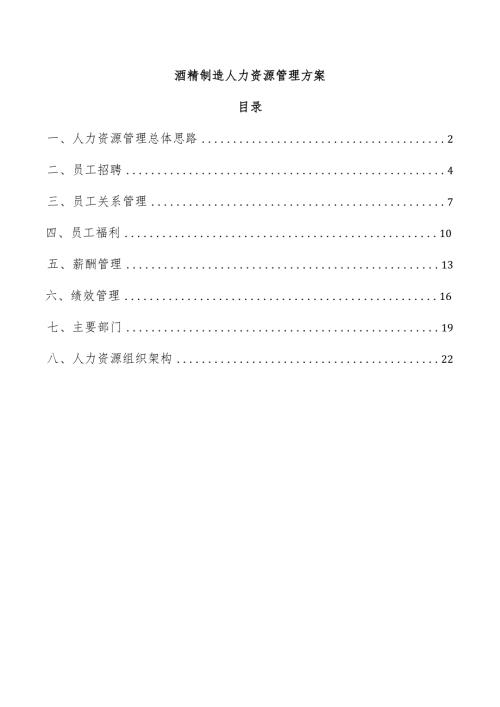 酒精制造人力资源管理方案.docx