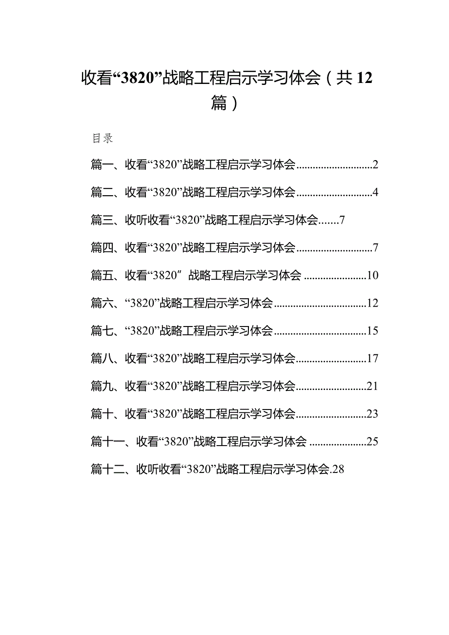 收看“3820”战略工程启示学习体会(精选12篇).docx_第1页