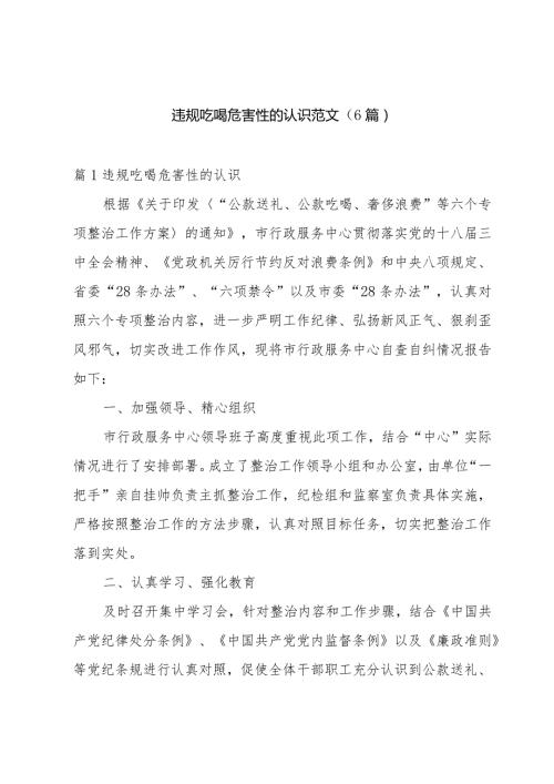 违规吃喝危害性的认识范文(6篇).docx