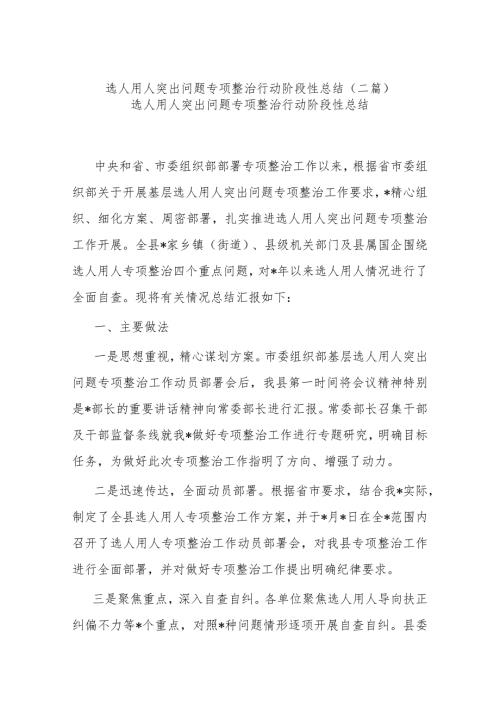 选人用人突出问题专项整治行动阶段性总结(二篇).docx