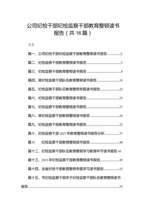 公司纪检干部纪检监察干部教育整顿读书报告16篇供参考.docx