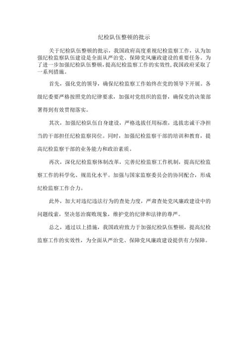纪检队伍整顿的批示.docx