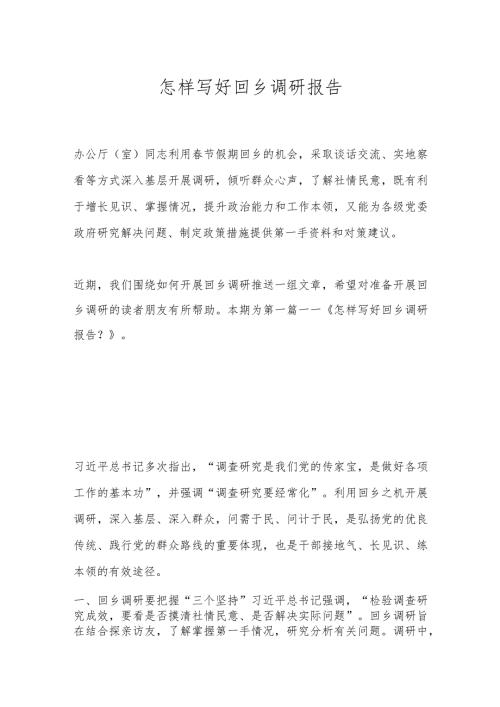 怎样写好回乡调研报告.docx