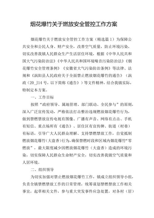 烟花爆竹关于燃放安全管控工作方案.docx