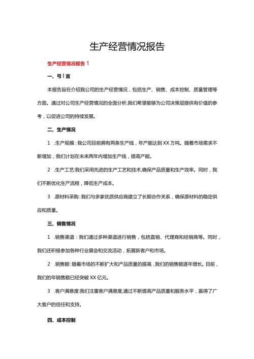 生产经营情况报告.docx