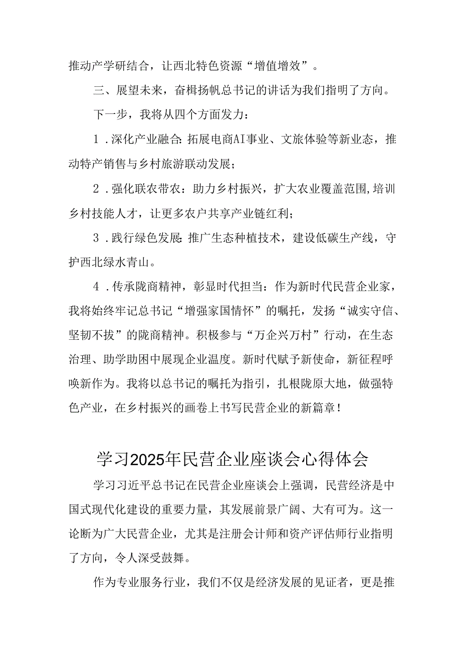 2025年私营企业学习《民营企业座谈会》个人心得体会 （合计11份）.docx_第3页