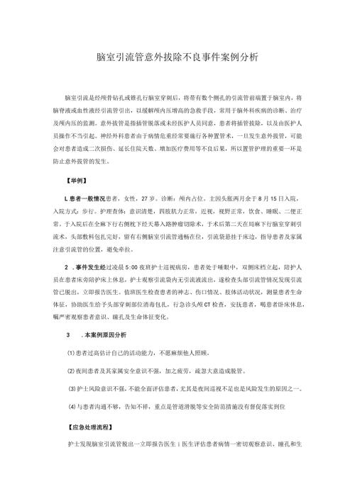 脑室引流管意外拔除不良事件案例分析.docx